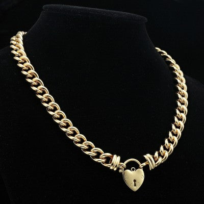 Collar de cadena euro chapado en oro amarillo pesado de 18 quilates con un medallón liso - Fabricado en EE. UU.