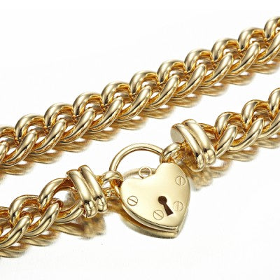 Collar de cadena euro chapado en oro amarillo pesado de 18 quilates con un medallón liso - Fabricado en EE. UU.