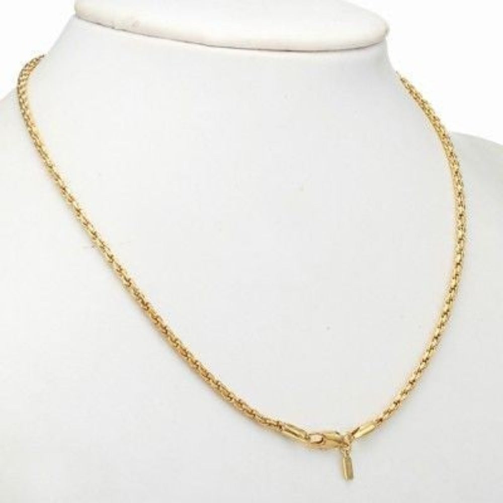 Collar de cadena de cuerda chapado en oro amarillo pesado de 18 quilates - Hecho en EE. UU.