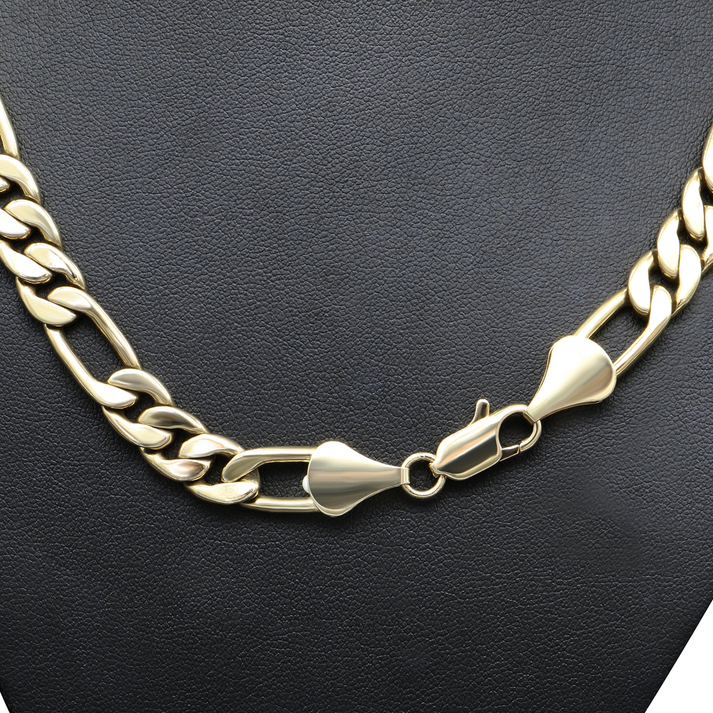 18 Karat Gelbgold plattierte Unisex-Figaro-Halskette, 55,9 cm, klobige Halskette – hergestellt in den USA