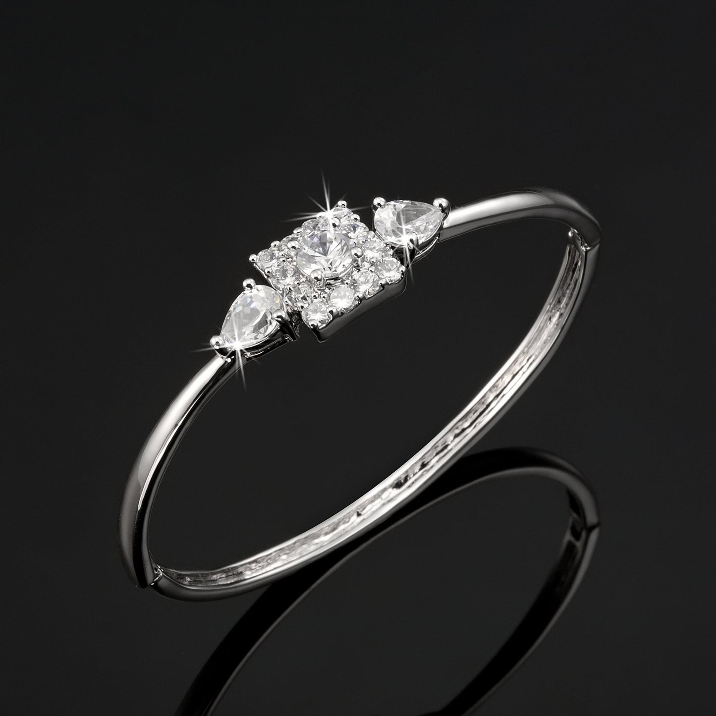 925 Sterling Silver Plated Bangle Featuring 15 Crystals by Swarovski®