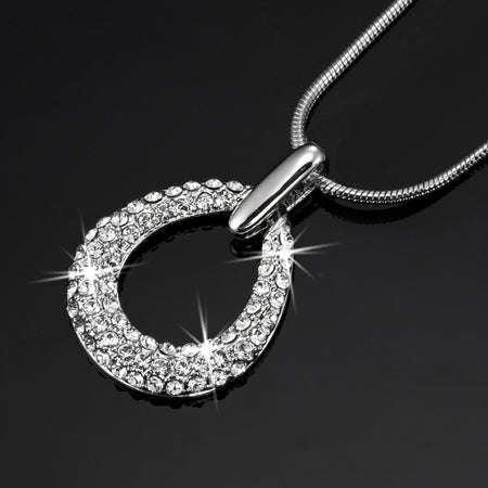 Solid 925 Sterling Silver Teardrop Pendant Necklace Featuring Stunning Crystals by Swarovski®