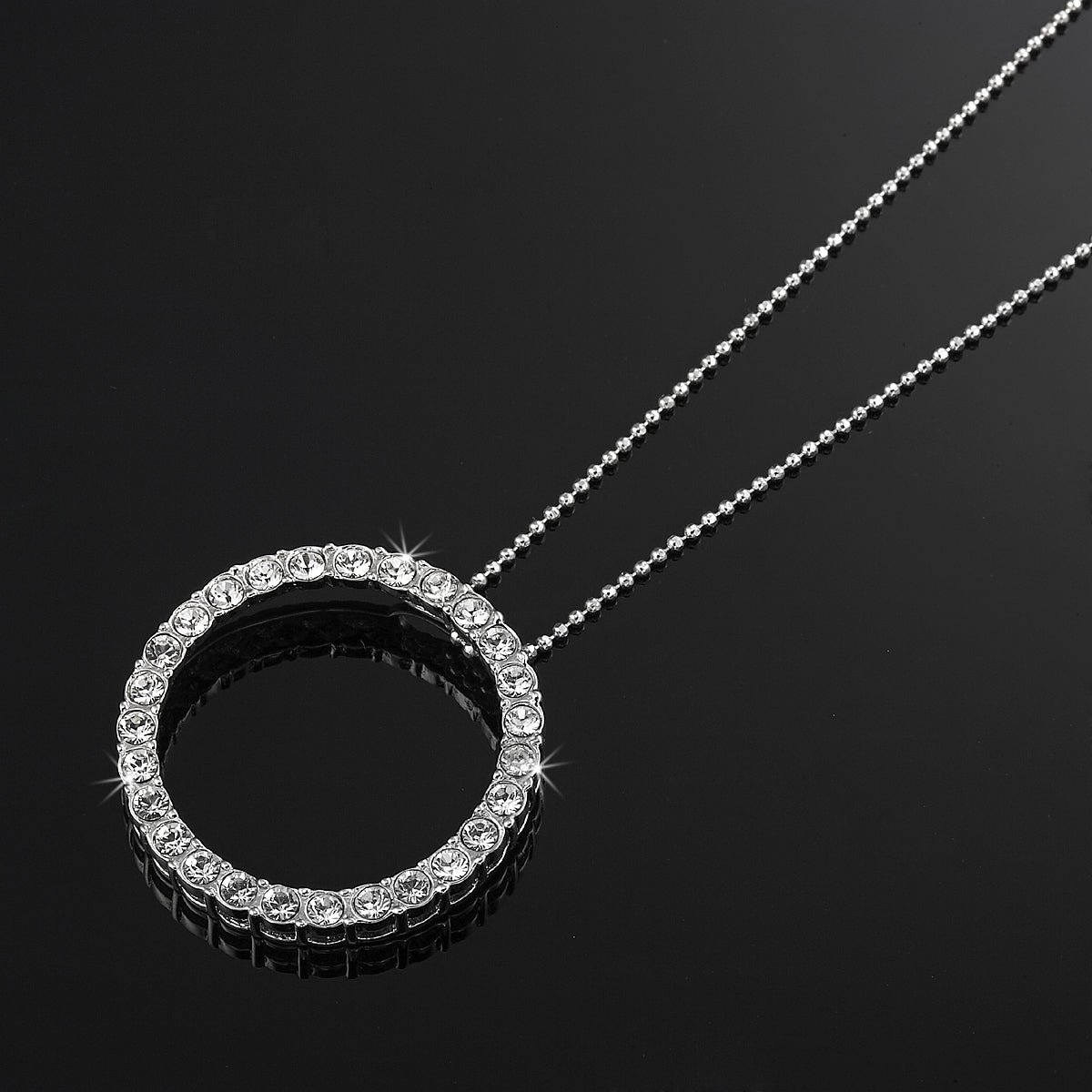 925 Sterling Silver Plated Eternity Pendant Necklace Featuring 30 Crystals by Swarovski®