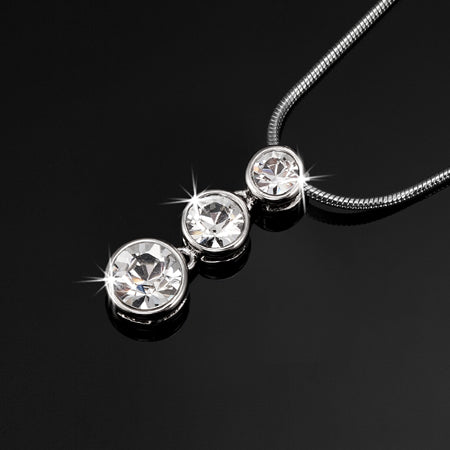 Drop Pendant Necklace Featuring 3 Crystals by Swarovski®