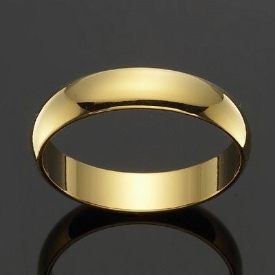 Anillo de banda de 5 mm para hombre chapado en oro amarillo pesado de 18 quilates - HECHO EN EE. UU.