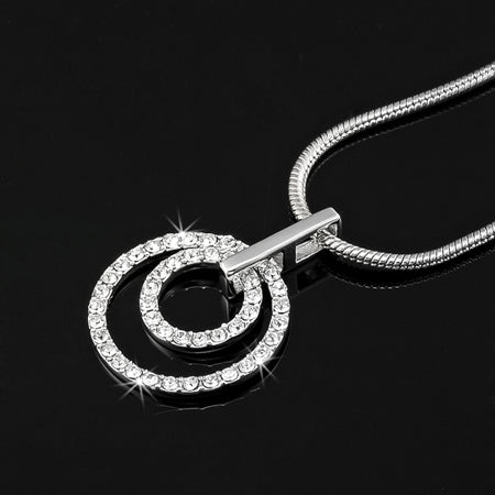Solid 925 Sterling Silver Eternity Pendant Necklace Featuring Crystals by Swarovski®