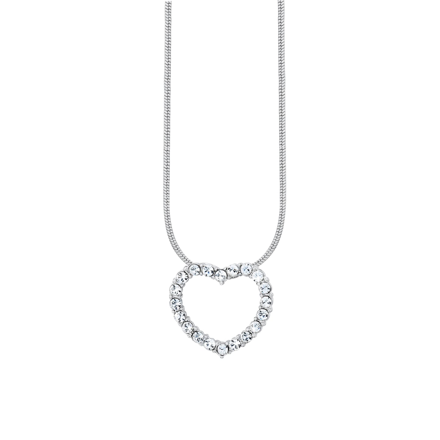 Massiver 925 Sterling Silber Herz Anhänger mit SWAROVSKI® Kristallen