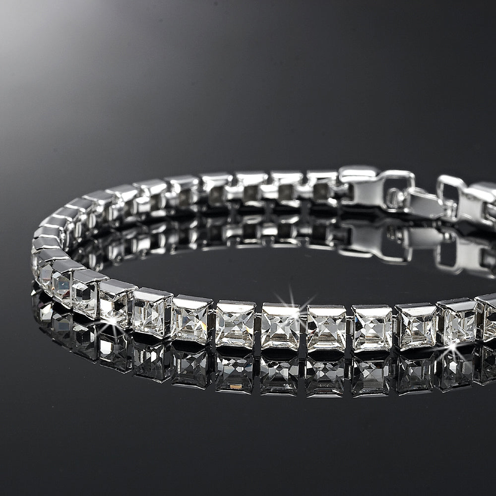 Tennisarmband mit schwerem Gelbgold plattiertem Swarovski-Kristall, 18 Karat, hergestellt in den USA