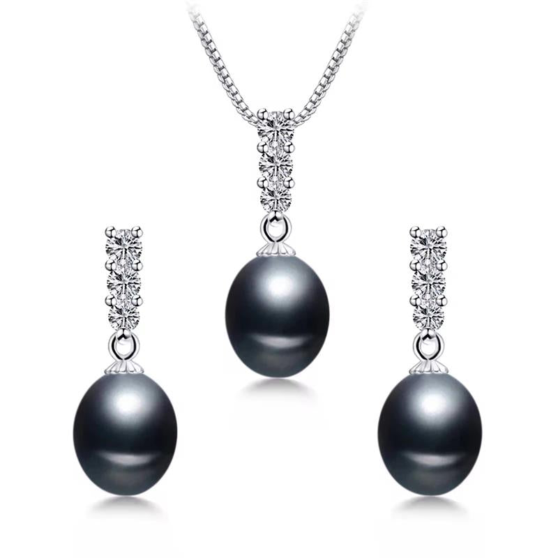 Genuine Freshwater Pearl and Simulated Diamond Drop Set