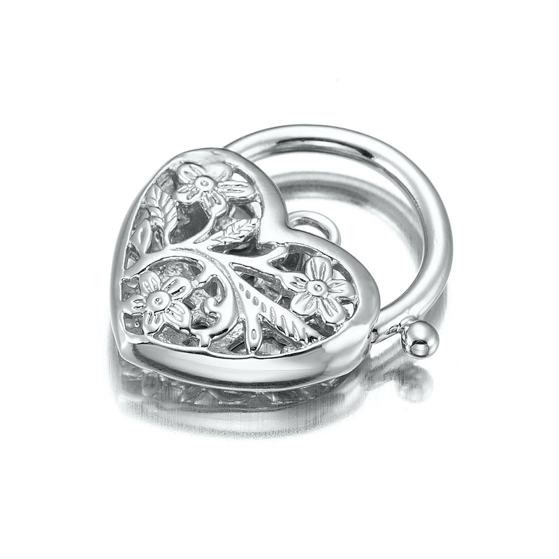 Classic 925 Sterling Silver Plated Filigree Heart Locket - USA Made