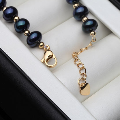 Genuine Black Freshwater Pearl Bracelet in Gold | 6.5 - 8 Inches (Adjustable)