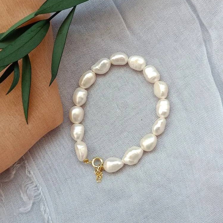 Designer Handmade Genuine White Freshwater Pearl Bracelet