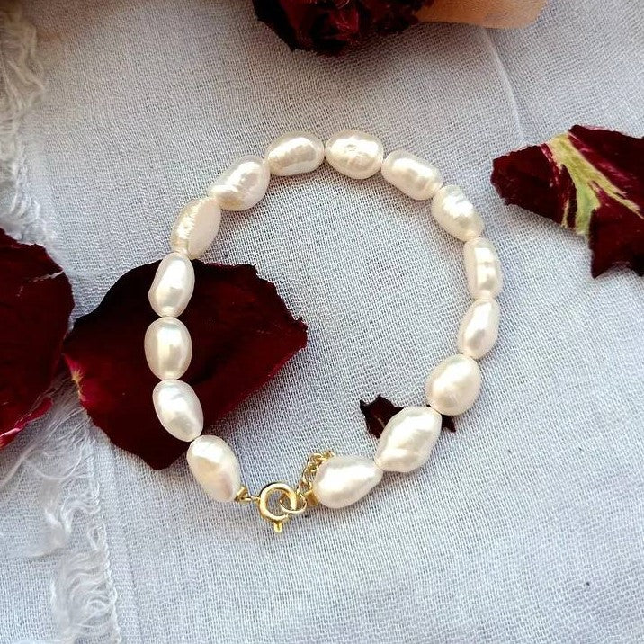 Designer Handmade Genuine White Freshwater Pearl Bracelet