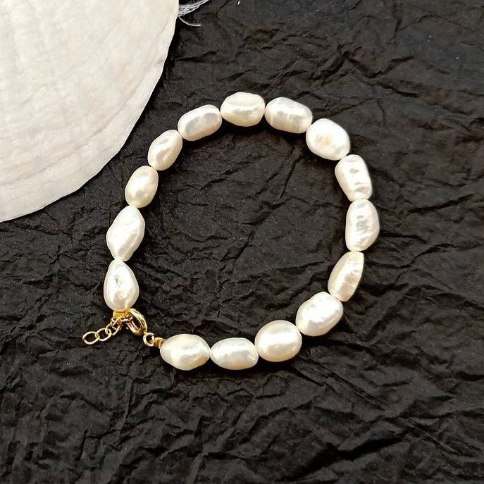 Designer Handmade Genuine White Freshwater Pearl Bracelet