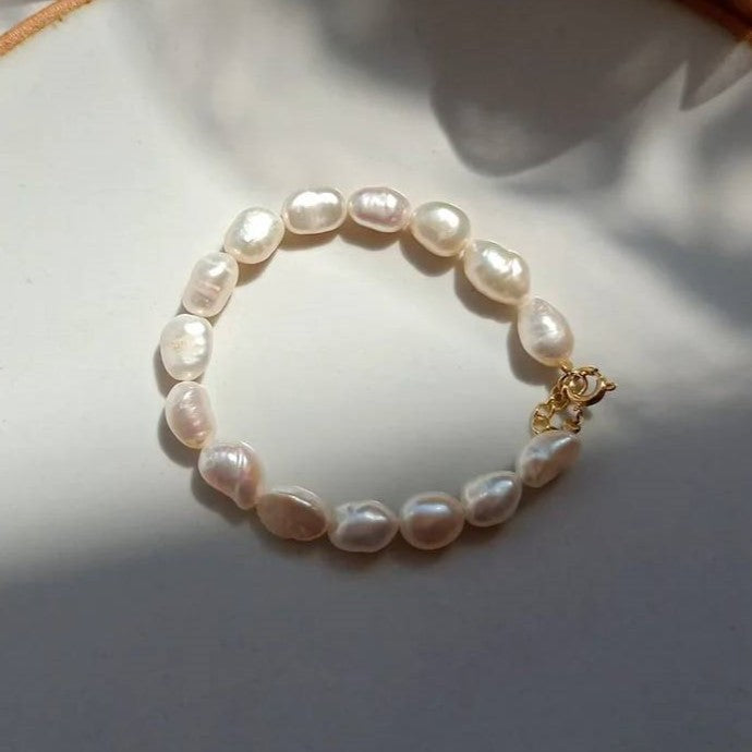 Designer Handmade Genuine White Freshwater Pearl Bracelet