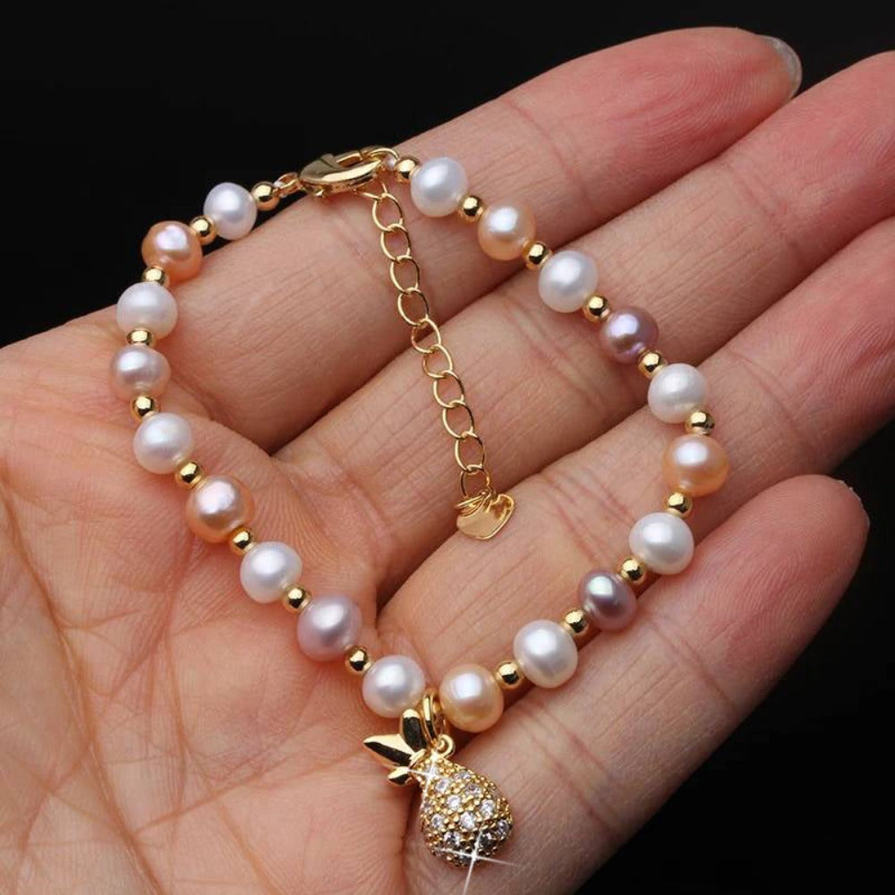 Genuine White, Pink & Purple Freshwater Pearl Bracelet