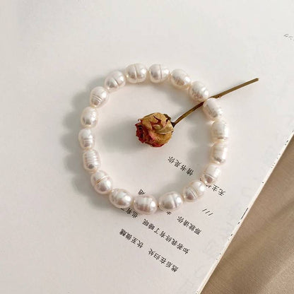 Genuine White Freshwater Pearl Beaded Bracelet