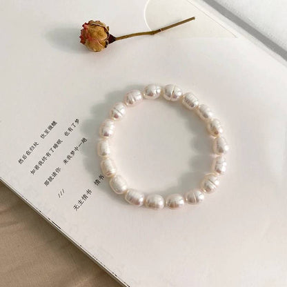 Genuine White Freshwater Pearl Beaded Bracelet