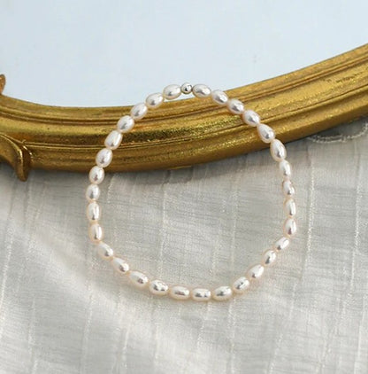Natural Freshwater White Rice Pearl Bracelet