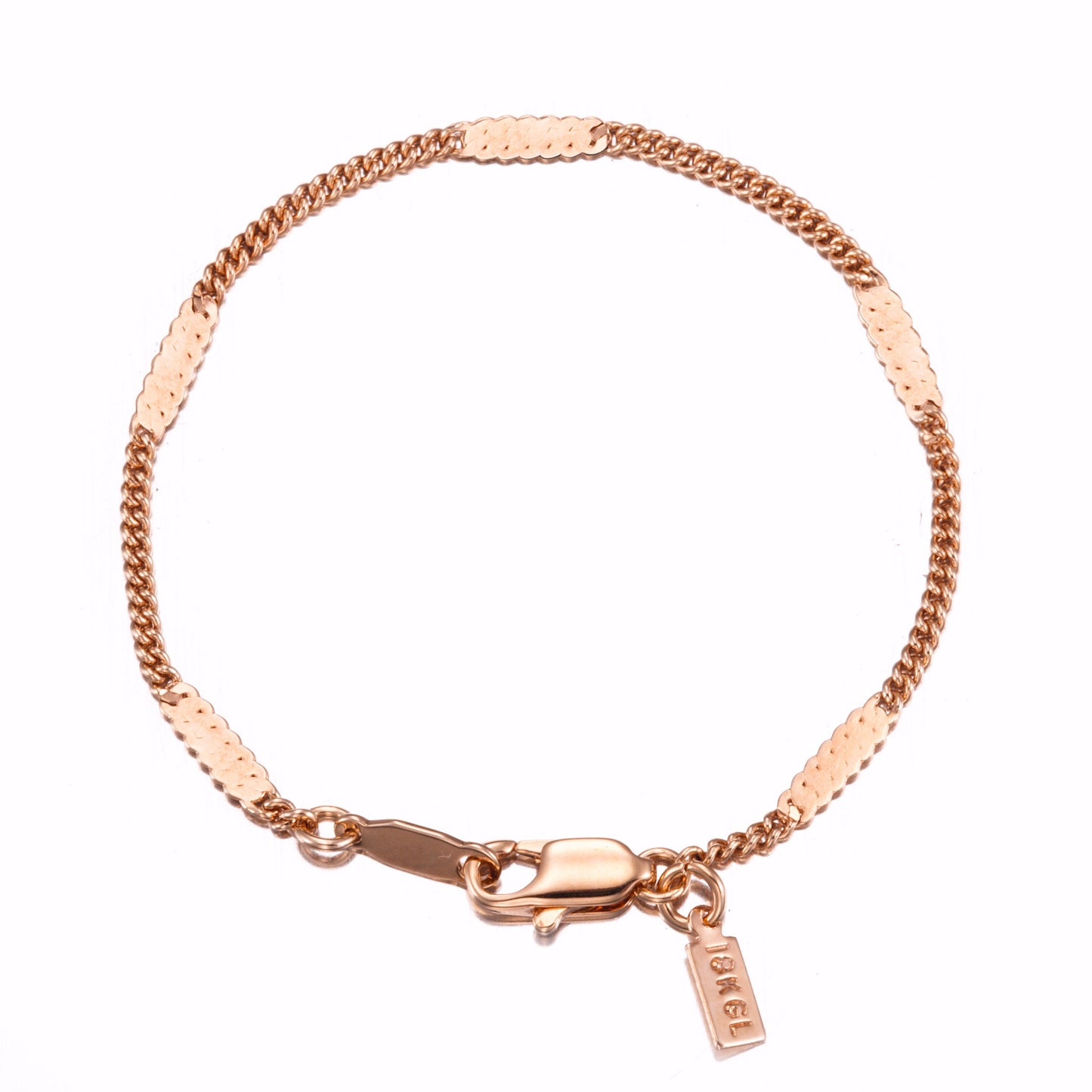 18ct Heavy Rose Gold Plated Saskia Link Child Bracelet with Parrot Clasp - USA Made