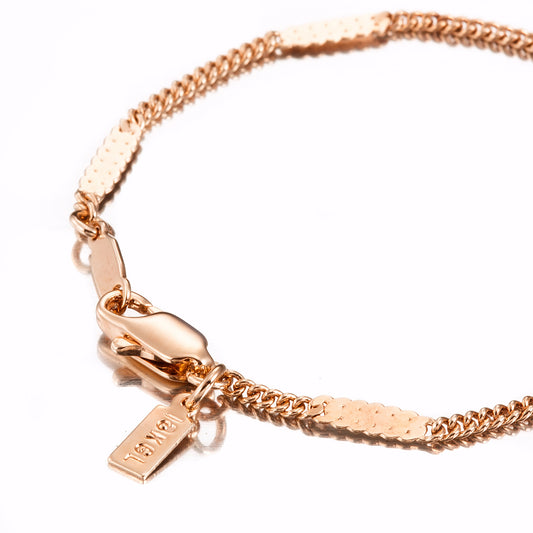 18ct Heavy Rose Gold Plated Saskia Link Child Bracelet with Parrot Clasp - USA Made