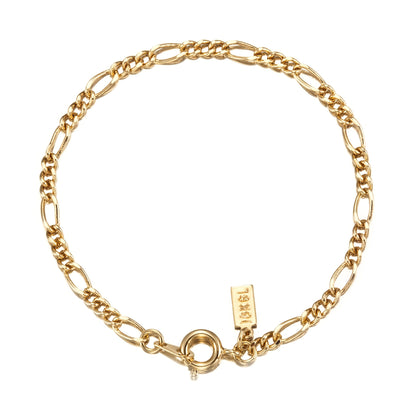 18ct Heavy Yellow Gold Plated Figaro Child Bracelet with Spring Ring - USA Made