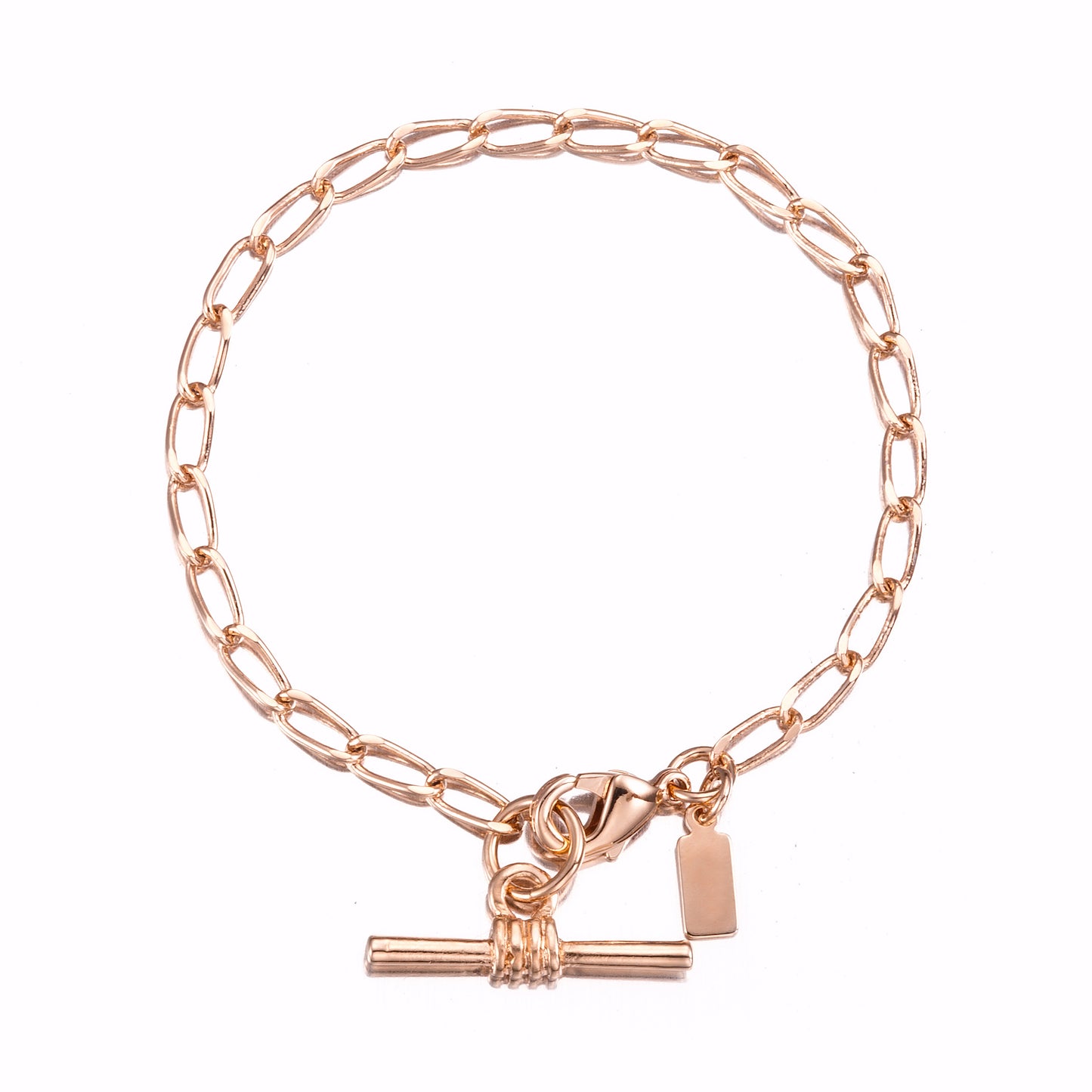 18ct Heavy Rose Gold Plated Le Mans Child Bracelet with T-Bar - USA Made