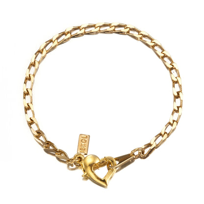 Pulsera infantil Le Mans chapada en oro amarillo pesado de 18 quilates con cierre de corazón - B111-Y