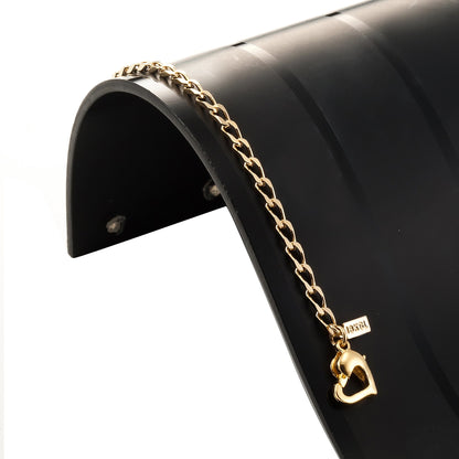 Pulsera infantil Le Mans chapada en oro amarillo pesado de 18 quilates con cierre de corazón - B111-Y