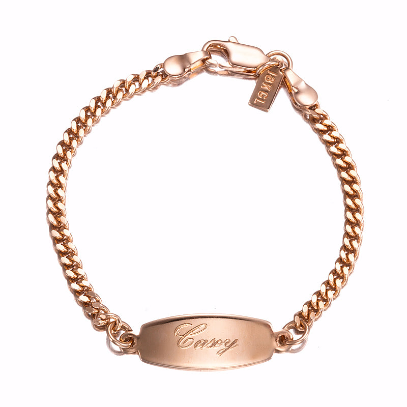 18ct Heavy Rose Gold Plated Baby ID Bracelet with Parrot Clasp - USA Made