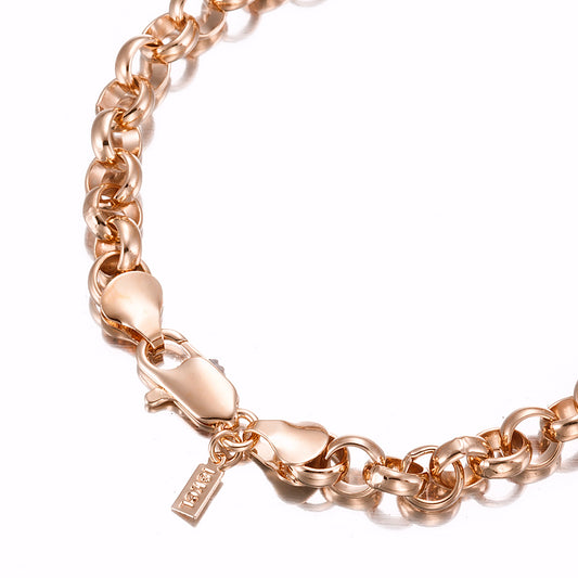 18ct Heavy Rose Gold Plated Belcher Chain Bracelet with Lobster Clasp - USA Made