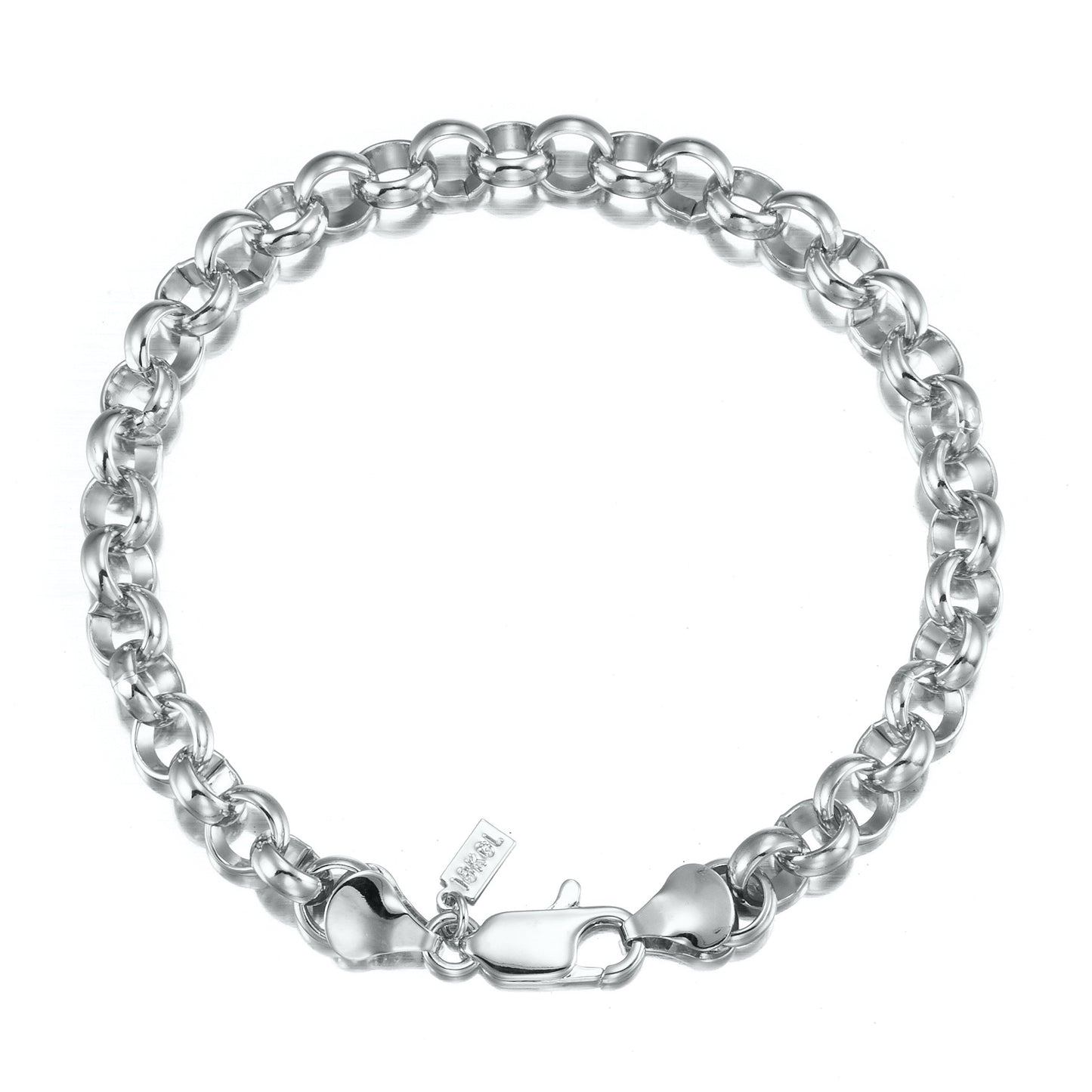 925 Sterling Silver Plated 6mm Belcher Chain Bracelet with Lobster Clasp
