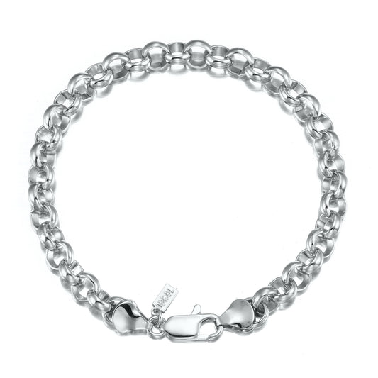 925 Sterling Silver Plated 6mm Belcher Chain Bracelet with Lobster Clasp
