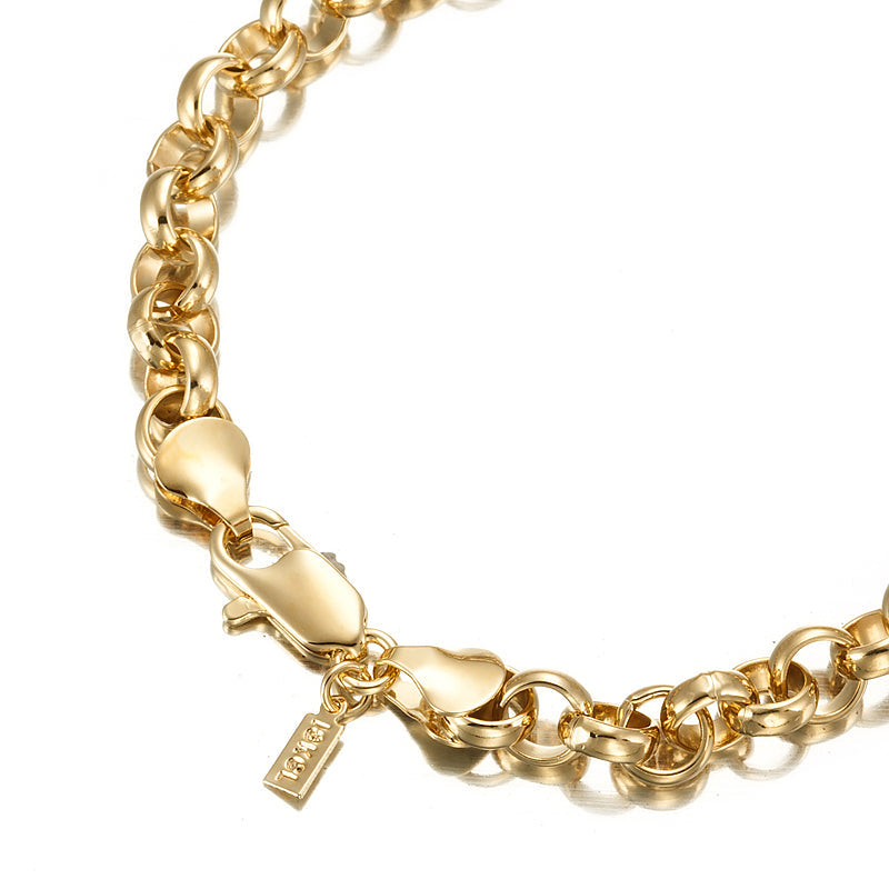 18ct Heavy Yellow Gold Plated Belcher Chain Bracelet with Lobster Clasp - B201-Y