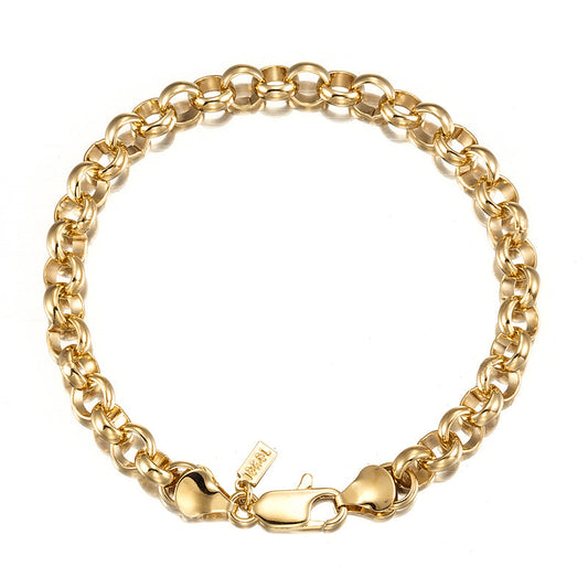 18ct Heavy Yellow Gold Plated Belcher Chain Bracelet with Lobster Clasp - B201-Y