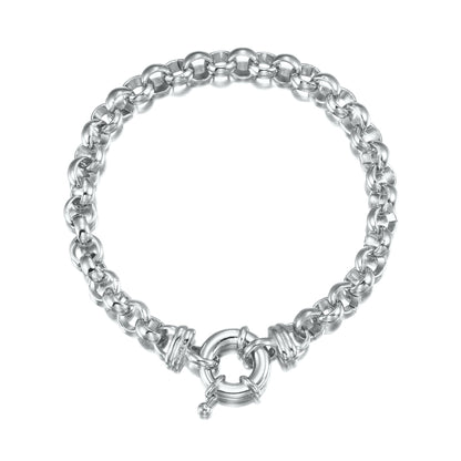 925 Sterling Silver Plated 6mm Belcher Chain Bracelet with Marina Bolt Clasp