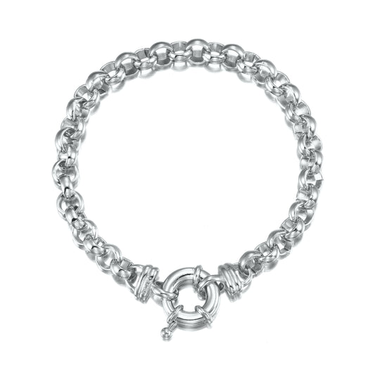 925 Sterling Silver Plated Belcher Chain Bracelet with Bolt Clasp