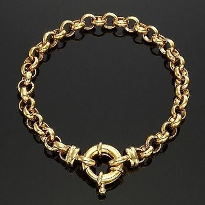 18ct Heavy Yellow Gold Plated 6mm Belcher Chain Bracelet with Bolt Clasp