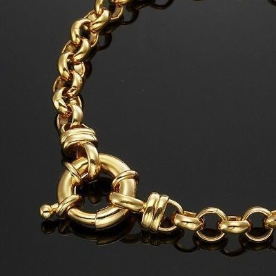 18ct Heavy Yellow Gold Plated 6mm Belcher Chain Bracelet with Bolt Clasp