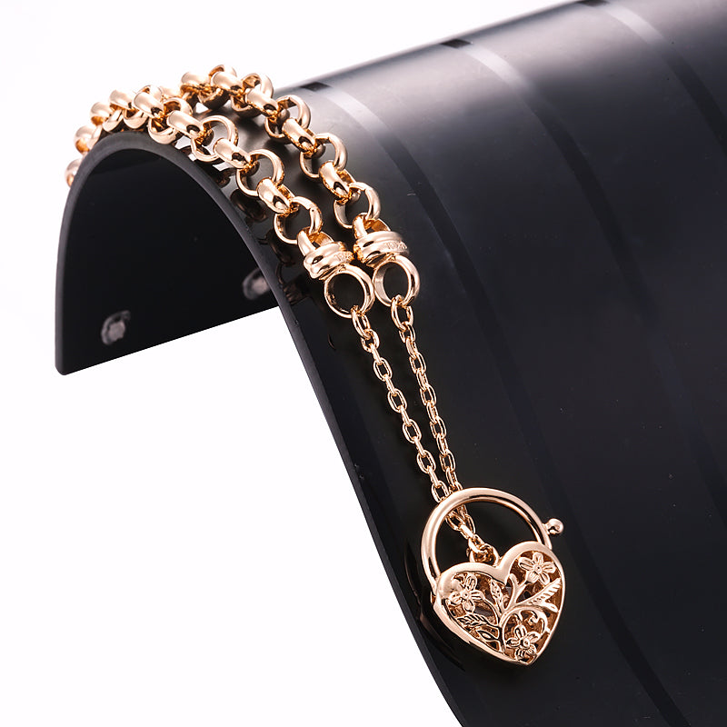 18ct Heavy Rose Gold Plated 6mm Belcher Chain Bracelet with a Filigree Locket- USA Made