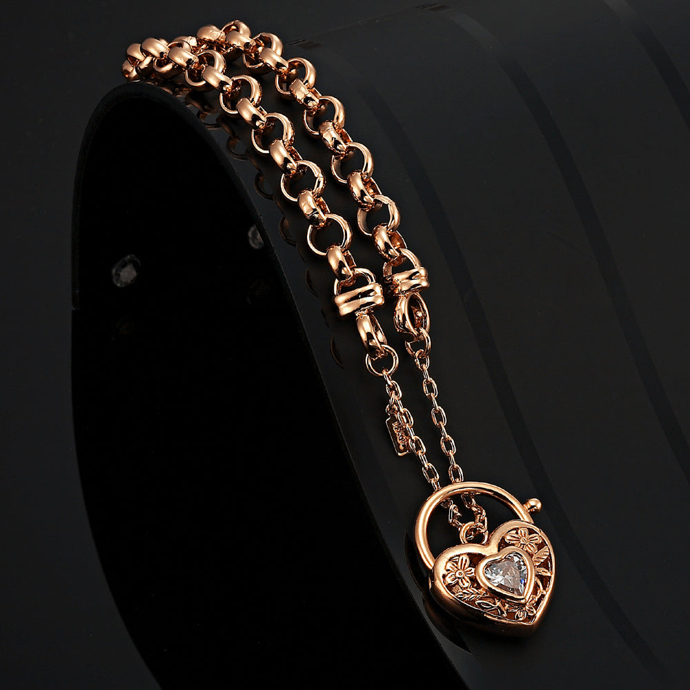 18ct Heavy Rose Gold Plated 6mm Belcher Chain Bracelet with a Filigree Locket - USA Made