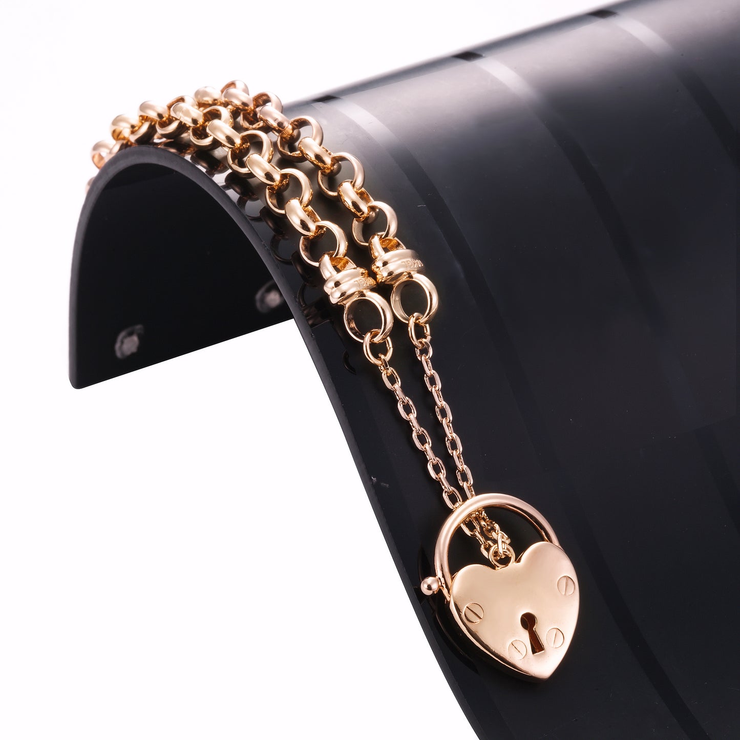 18ct Heavy Rose Gold Plated 6mm Belcher Chain Bracelet Featuring a Plain Locket- USA Made