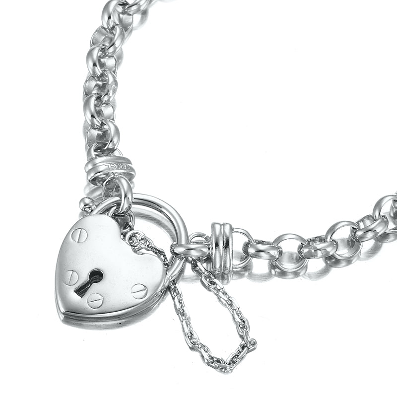 925 Sterling Silver Plated 6mm Belcher Chain Bracelet Featuring a Plain Locket- USA Made