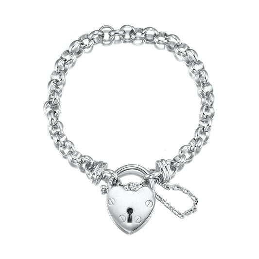 925 Sterling Silver Plated 6mm Belcher Chain Bracelet Featuring a Plain Locket- USA Made