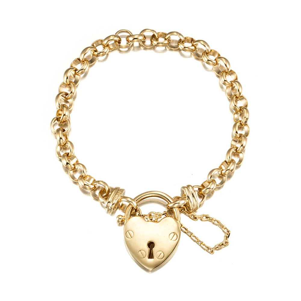 18ct Heavy Yellow Gold Plated 6mm Belcher Chain Bracelet Featuring a Plain Locket- USA Made