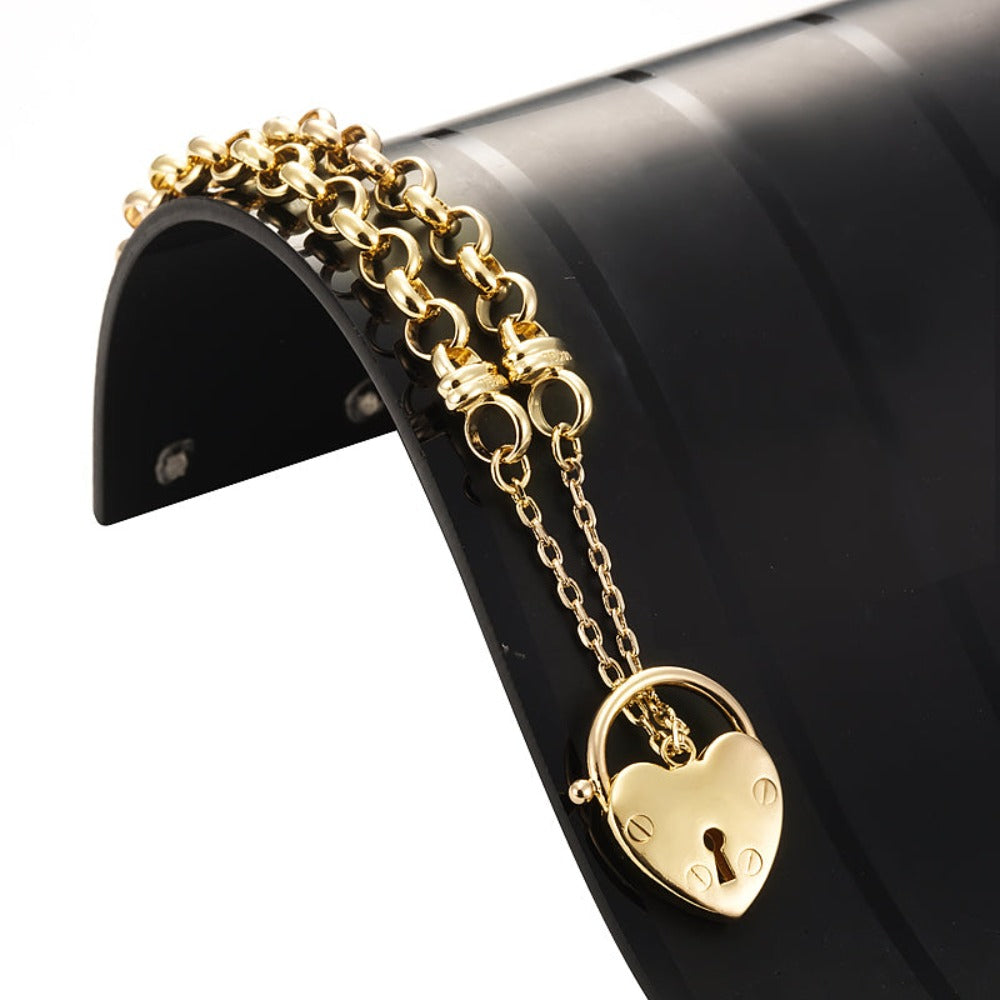 18ct Heavy Yellow Gold Plated 6mm Belcher Chain Bracelet Featuring a Plain Locket- USA Made