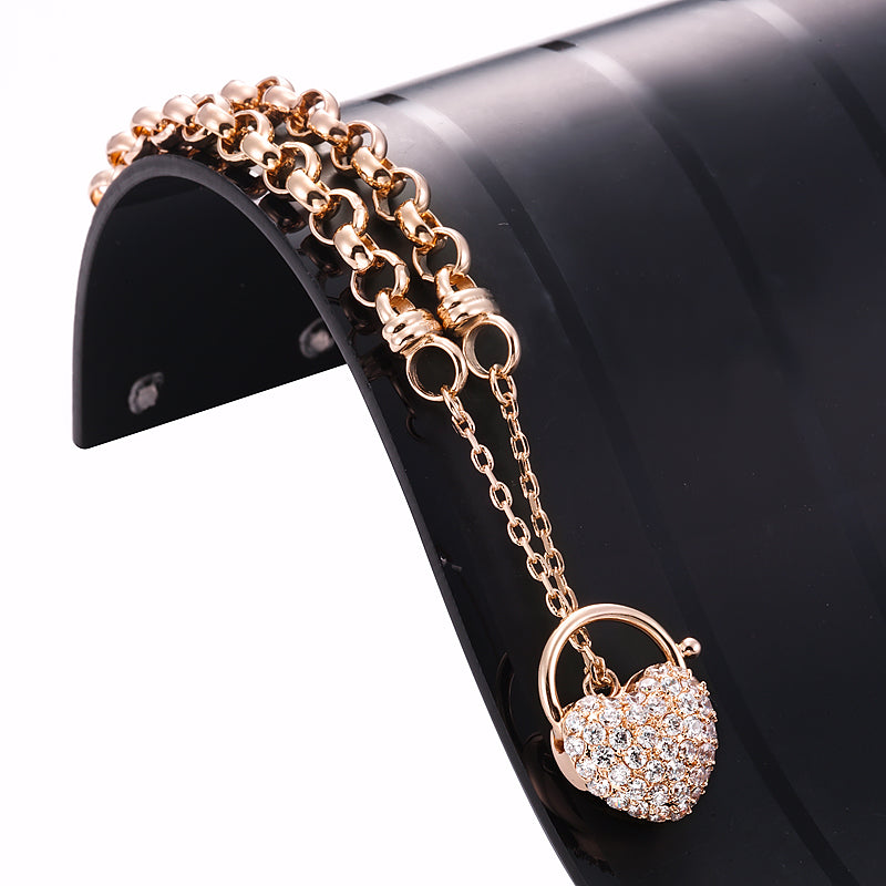 18ct Heavy Rose Gold Plated 6mm Belcher Chain Bracelet Featuring a Simulated Diamond Locket- USA Made