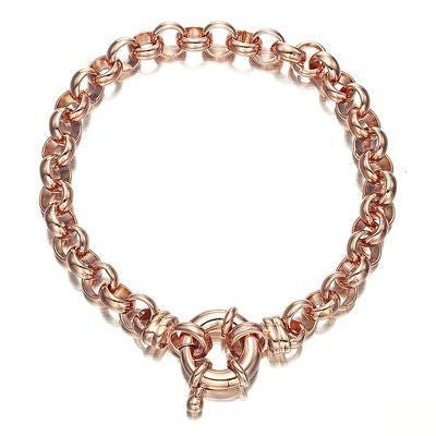 18ct Heavy Rose Gold Plated Belcher Chain Bracelet with Bolt Clasp - USA Made