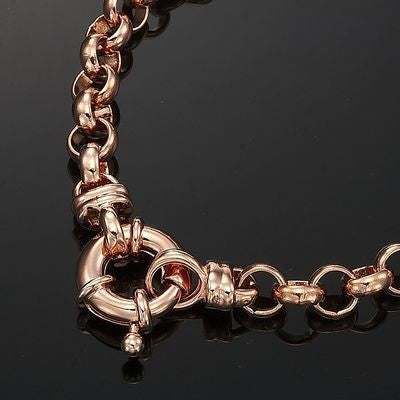 18ct Heavy Rose Gold Plated Belcher Chain Bracelet with Bolt Clasp - USA Made