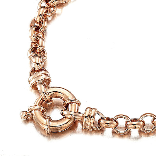 18ct Heavy Rose Gold Plated Belcher Chain Bracelet with Bolt Clasp - USA Made